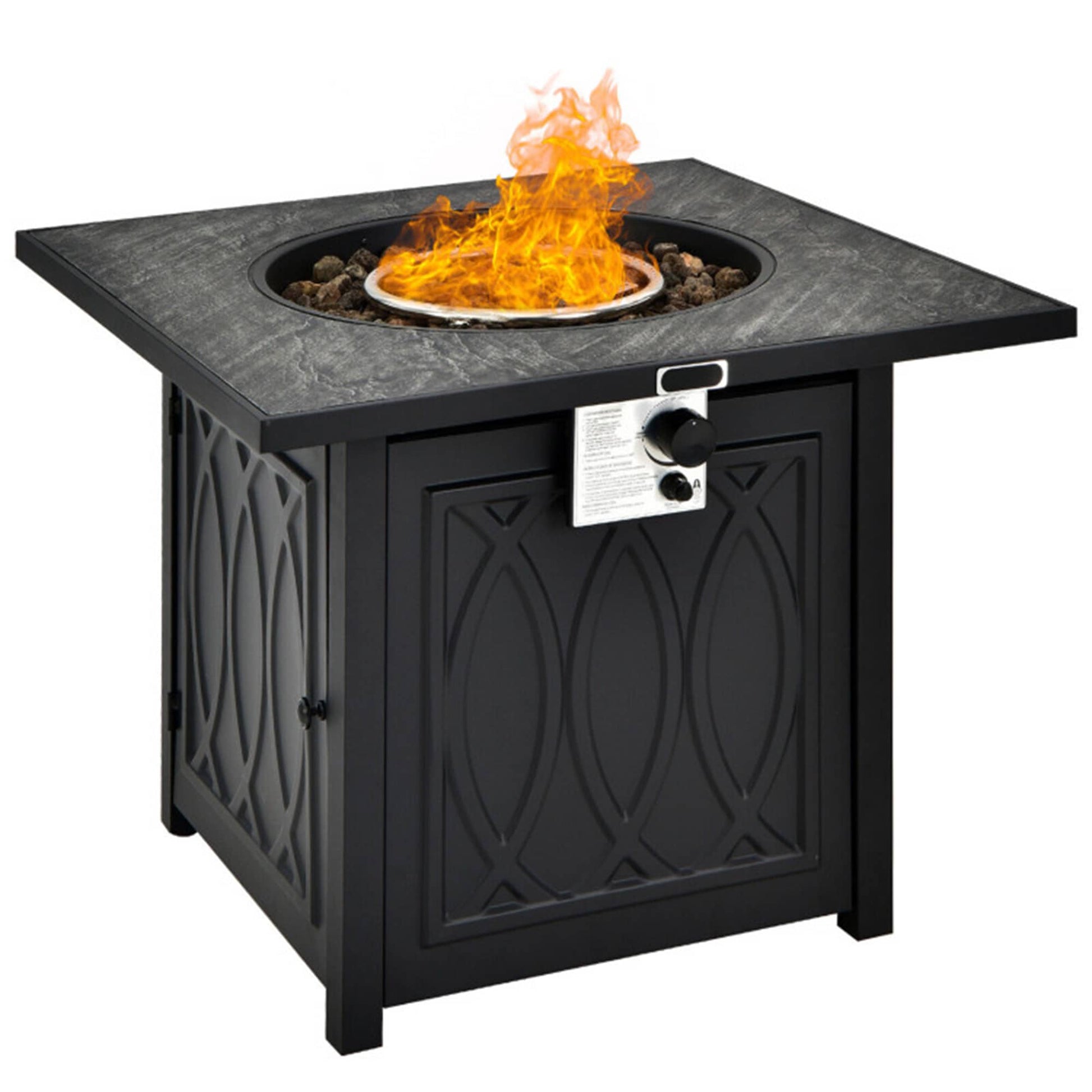 Mondawe 32-in W Black Stainless steel Square Liquid propane Fire pit table