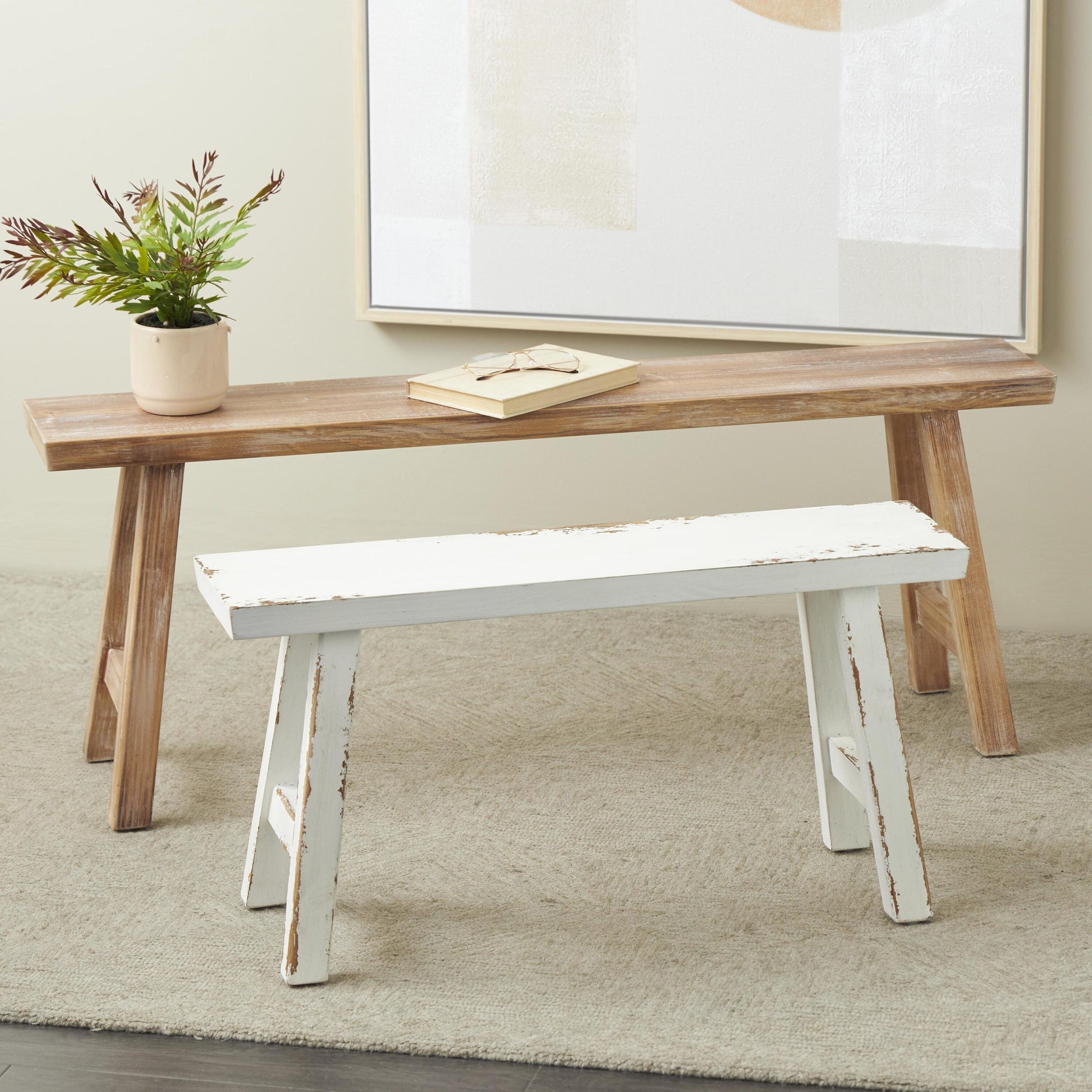 Grayson Lane Farmhouse Brown Accent Bench 47-in x 11.5-in x 18-in