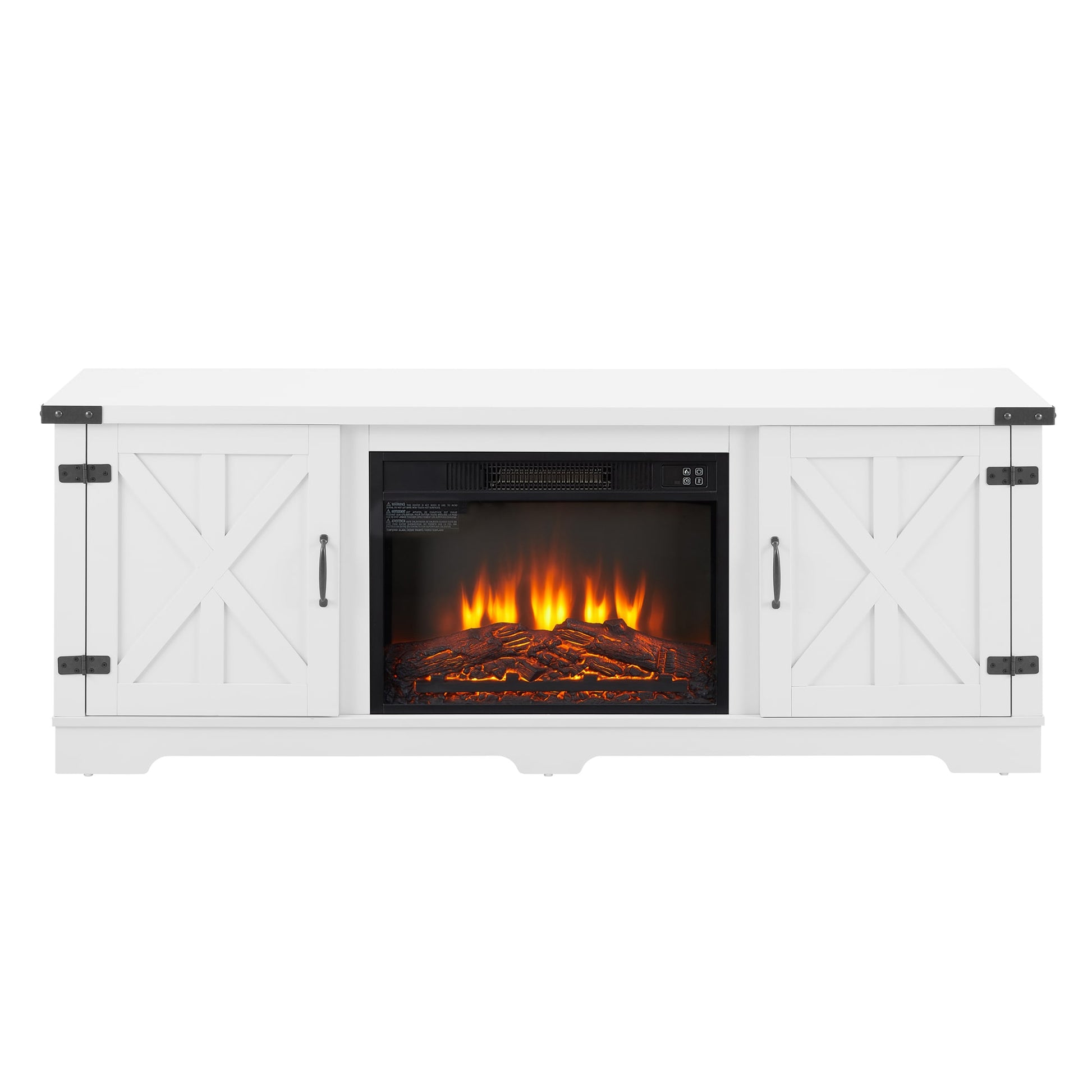 SINOFURN 64.76-in W White TV Stand with LED Corner or flat wall Electric Fireplace