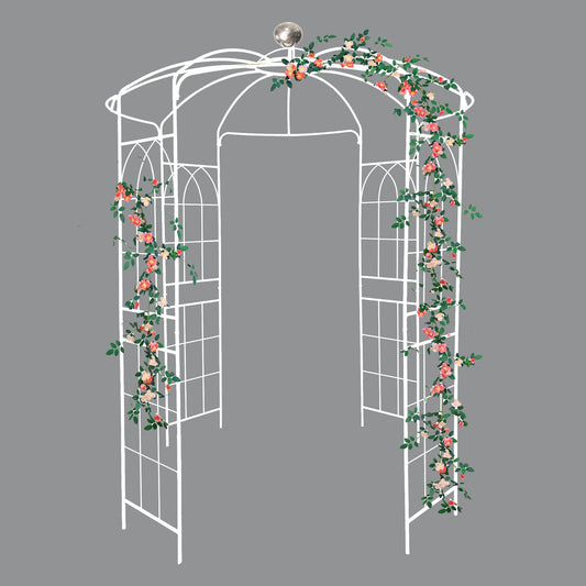 Kahomvis Garden Trellis 76.2-in W x 114.2-in H Cream White Iron Garden Trellis For Climbing Plants For Cucumbers For Roses For Tomatoes