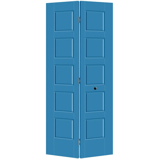 Masonite Riverside 36-in x 80-in Blue Heron 5-panel equal Smooth Hollow core Prefinished Molded composite Closet Bifold Door ( Hardware Included )