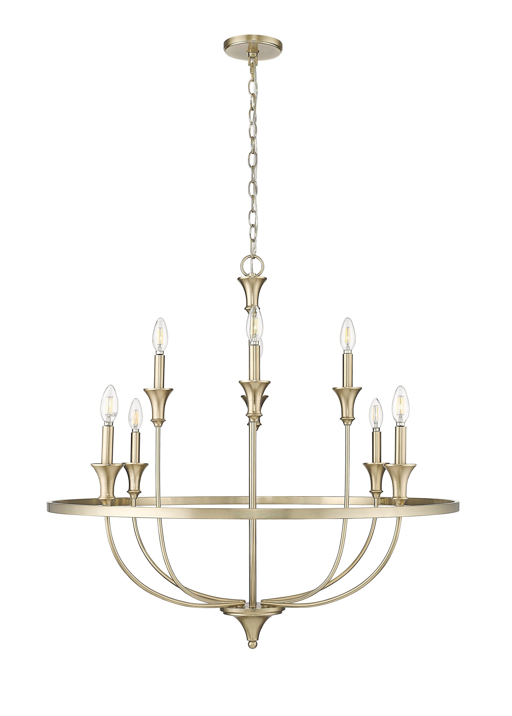 Millennium Lighting Emery 8 -Light Satin Gold Transitional For Use in Bedrooms, Dining Rooms, Foyers, Kitchens, Living Rooms Chandelier