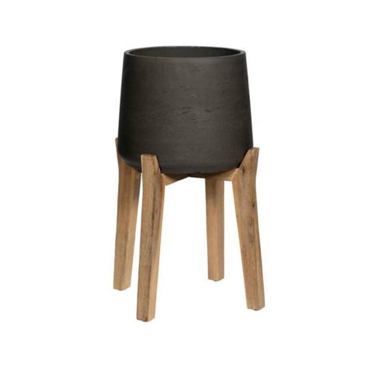 Pottery Pots Round 21.65-in W x 21.65-in L Black Clay Indoor/Outdoor Planter