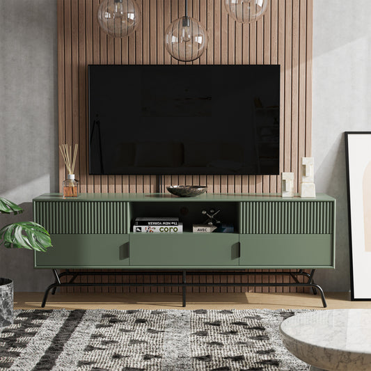 Furniture of America Yaztra Modern/Contemporary Sage Green, Black TV stand ( Accommodates TVs up to 65-in )