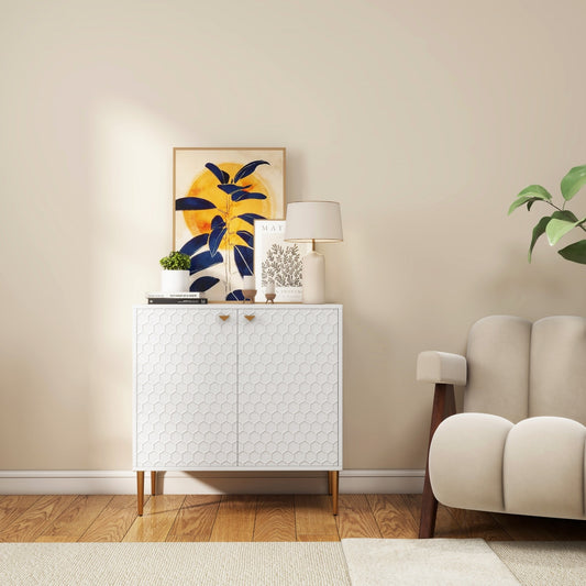 Mondawe 31.5-in W 2-Door White Accent Cabinet