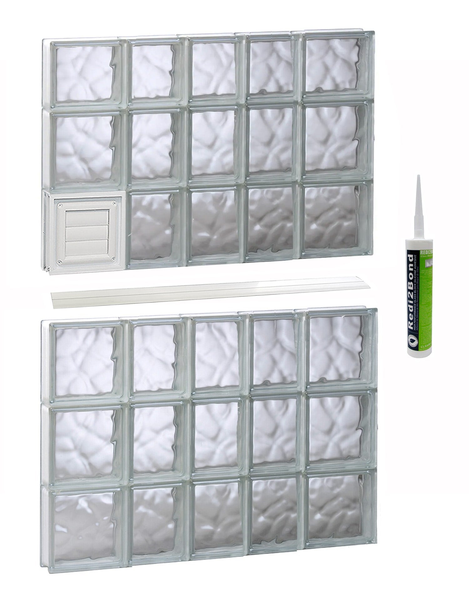 REDI2SET Wavy Glass 32-3/4-in x 44-1/2-in Frameless Replacement Dryer vent Glass Block Window