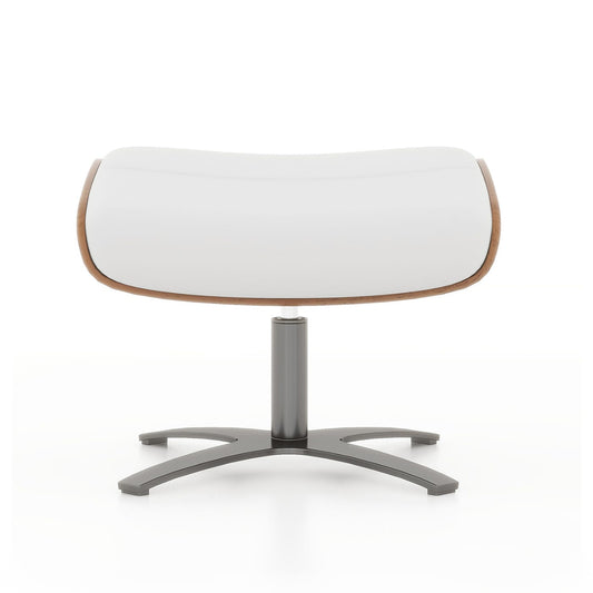 Jennifer Taylor Home Jovan Midcentury Porcelain White Genuine Leather Ottoman