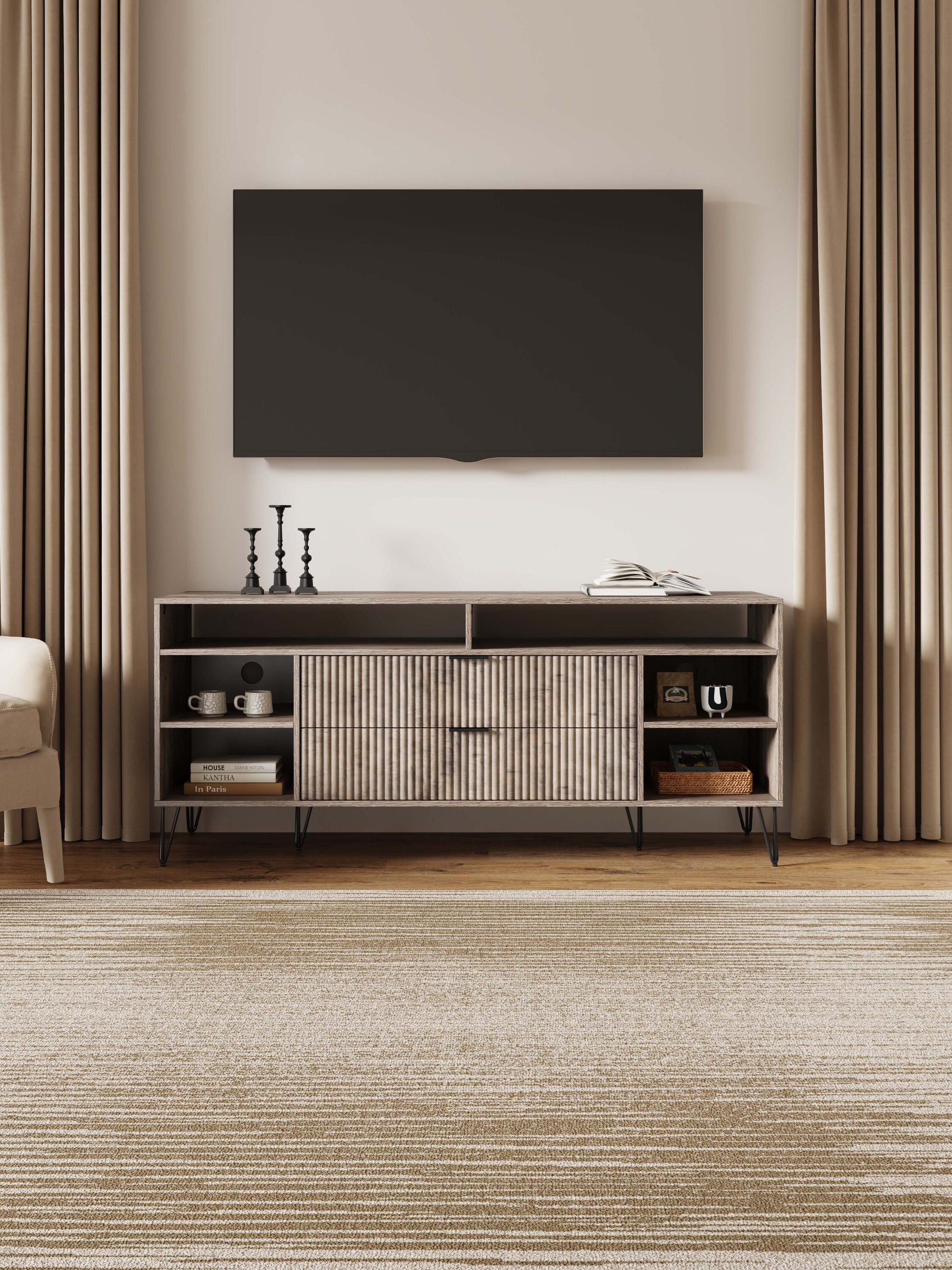 Manhattan Comfort Modern/Contemporary Rustic Grey TV stand ( Accommodates TVs up to 60-in )
