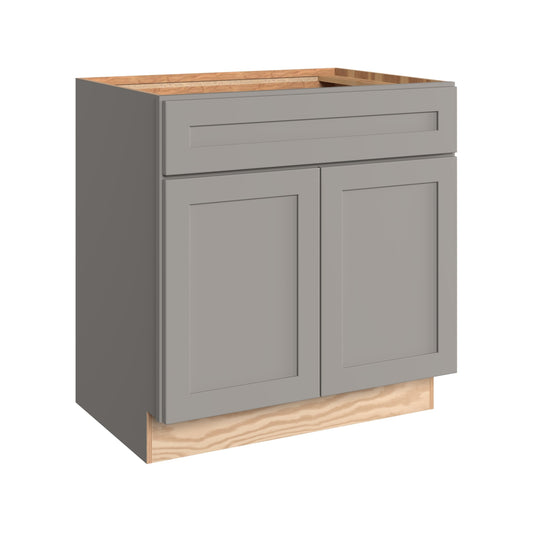 KraftMaid Momentum Deveron 30-in Pebble Grey Bathroom Vanity Base Cabinet without Top