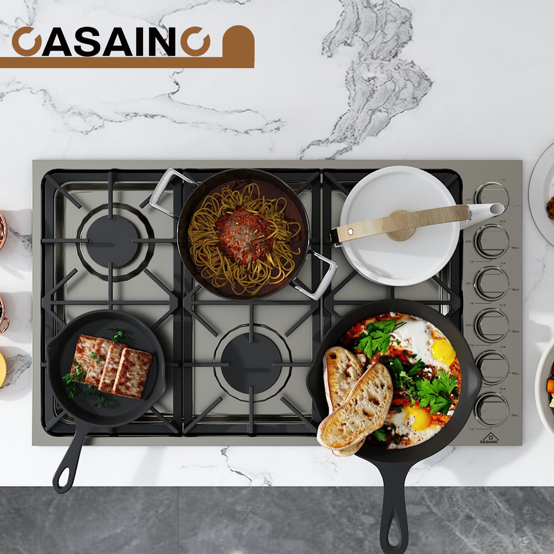 CASAINC 36-in 6 burners Stainless steel Gas Cooktop