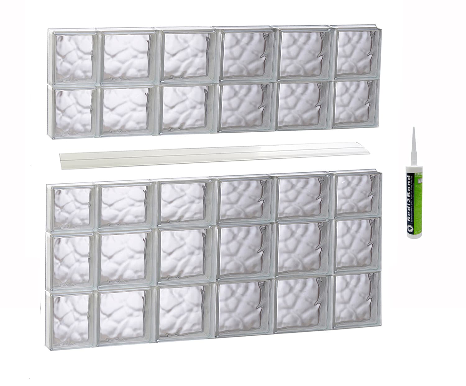 REDI2SET Wavy Glass 42-1/2-in x 36-3/4-in Frameless Replacement Glass Block Window