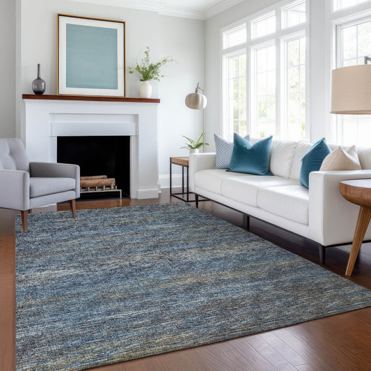 Addison Rugs Mayfield AMF32BL 8 x 10 (ft) Loomed Blue Rectangular Indoor Abstract Machine washable Pet Friendly Area rug
