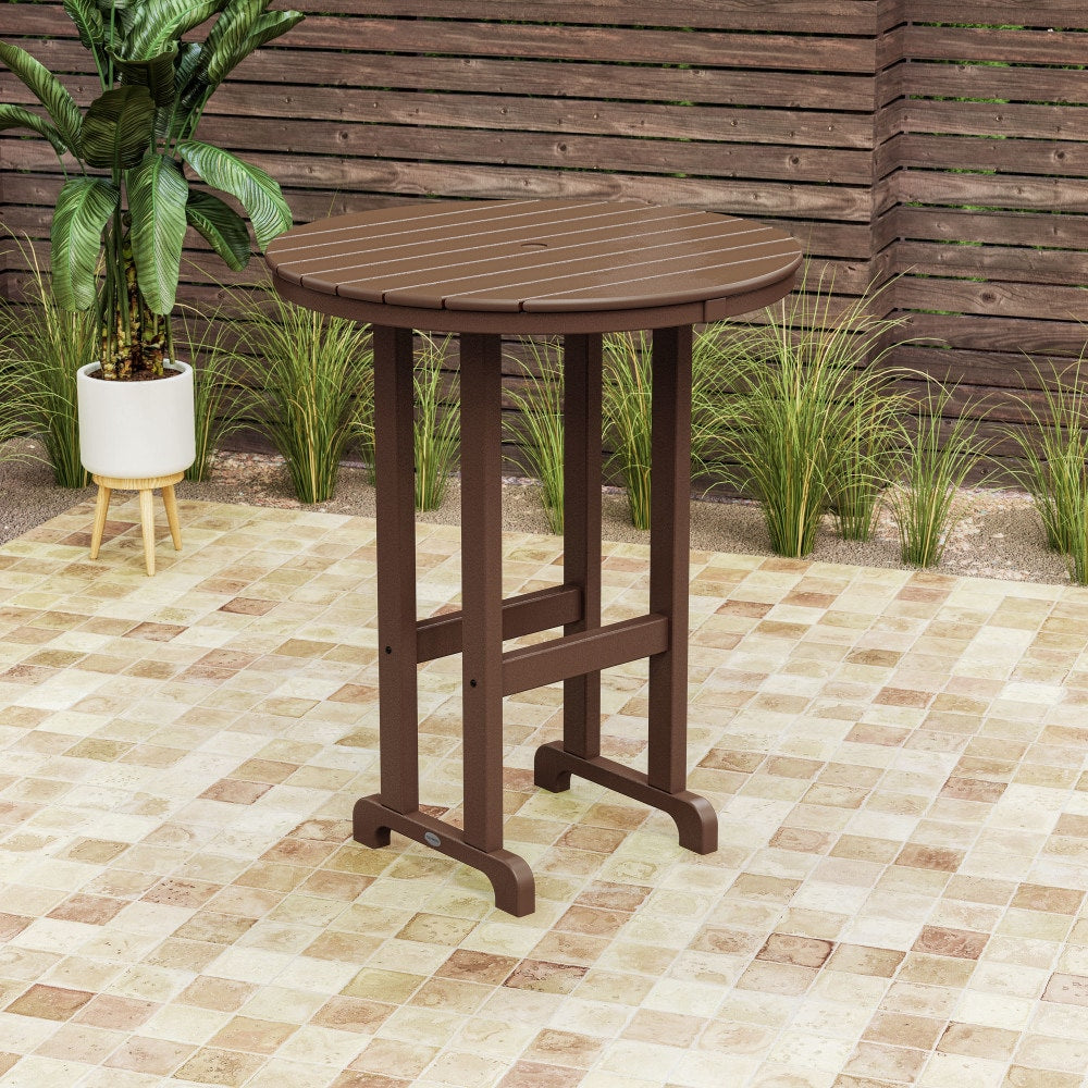 POLYWOOD Tables Round Outdoor Bar height Table 35.13-in W x 35.13-in L with Umbrella Hole