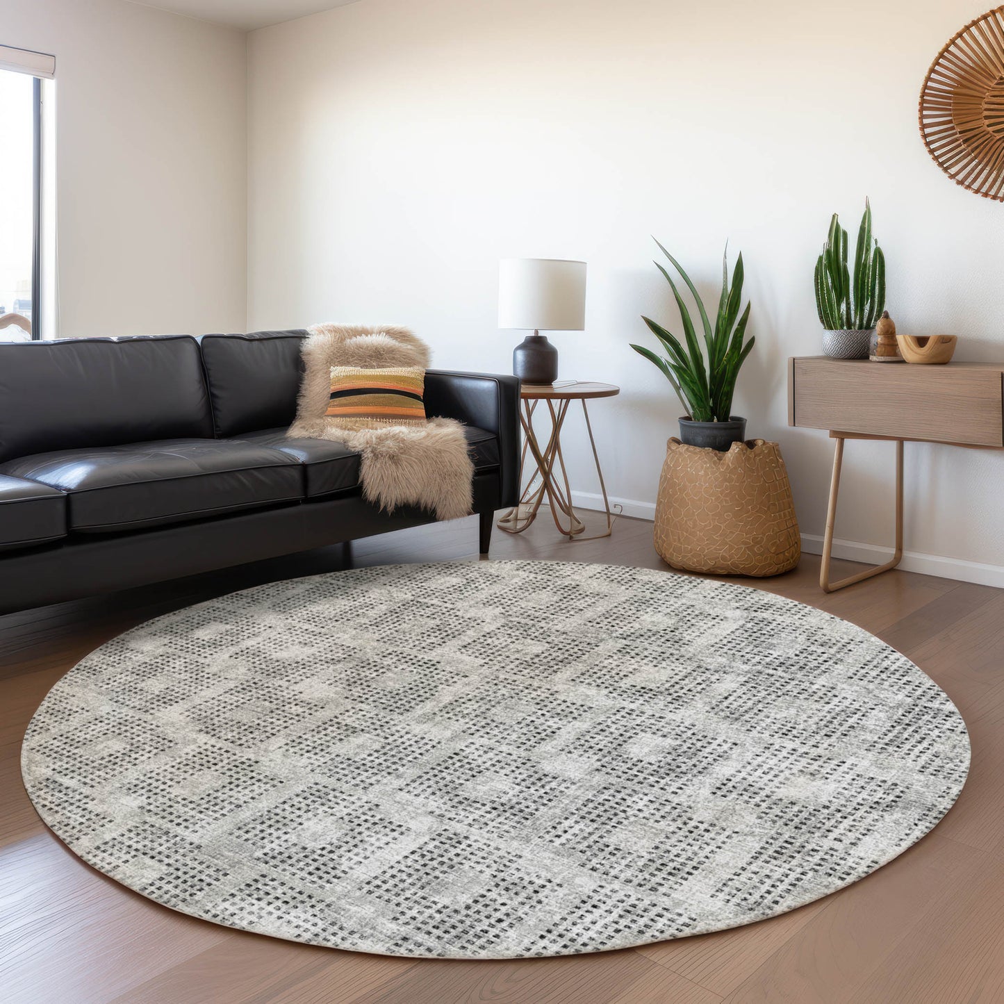 Addison Rugs Mayfield AMF33GY 8 x 8 (ft) Loomed Gray Round Indoor Abstract Machine washable Pet Friendly Area rug