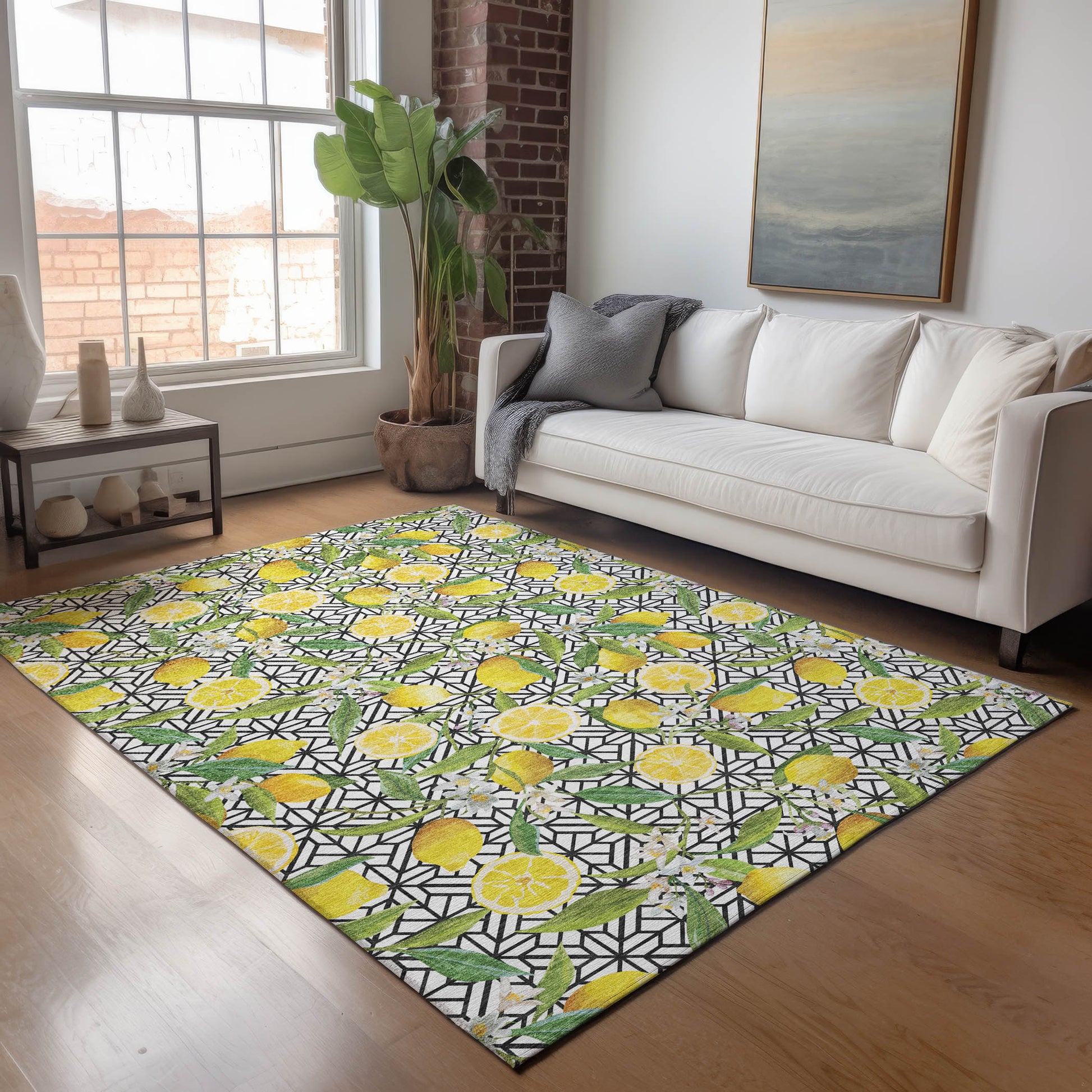 Addison Rugs Mayfield AMF160YE 8 x 10 (ft) Loomed Yellow Rectangular Indoor Geometric Machine washable Pet Friendly Area rug