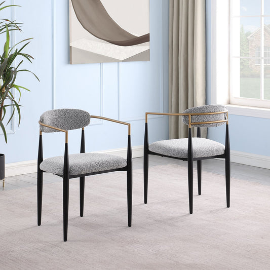 FARATI Set of 2 Contemporary/Modern Upholstered Dining Arm Chair (Metal Frame)