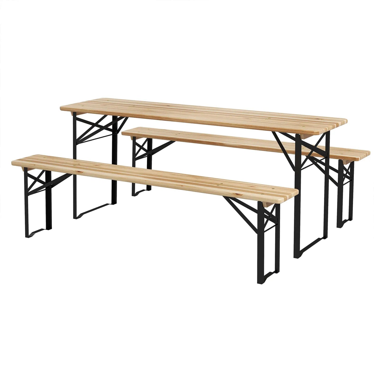 Bayfeve 70.75-in Brown wood Rectangle Folding Picnic Table