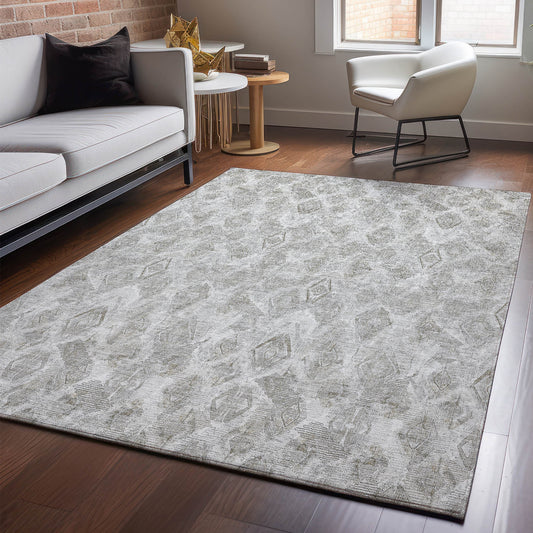 Addison Rugs Mayfield AMF622SV 8 x 10 (ft) Loomed Silver Rectangular Indoor Geometric Machine washable Pet Friendly Area rug