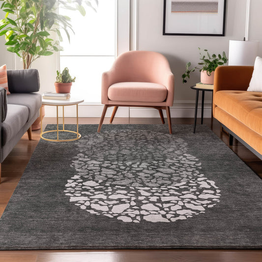 Addison Rugs Mayfield AMF643CC 8 x 10 (ft) Loomed Charcoal Rectangular Indoor Geometric Machine washable Pet Friendly Area rug