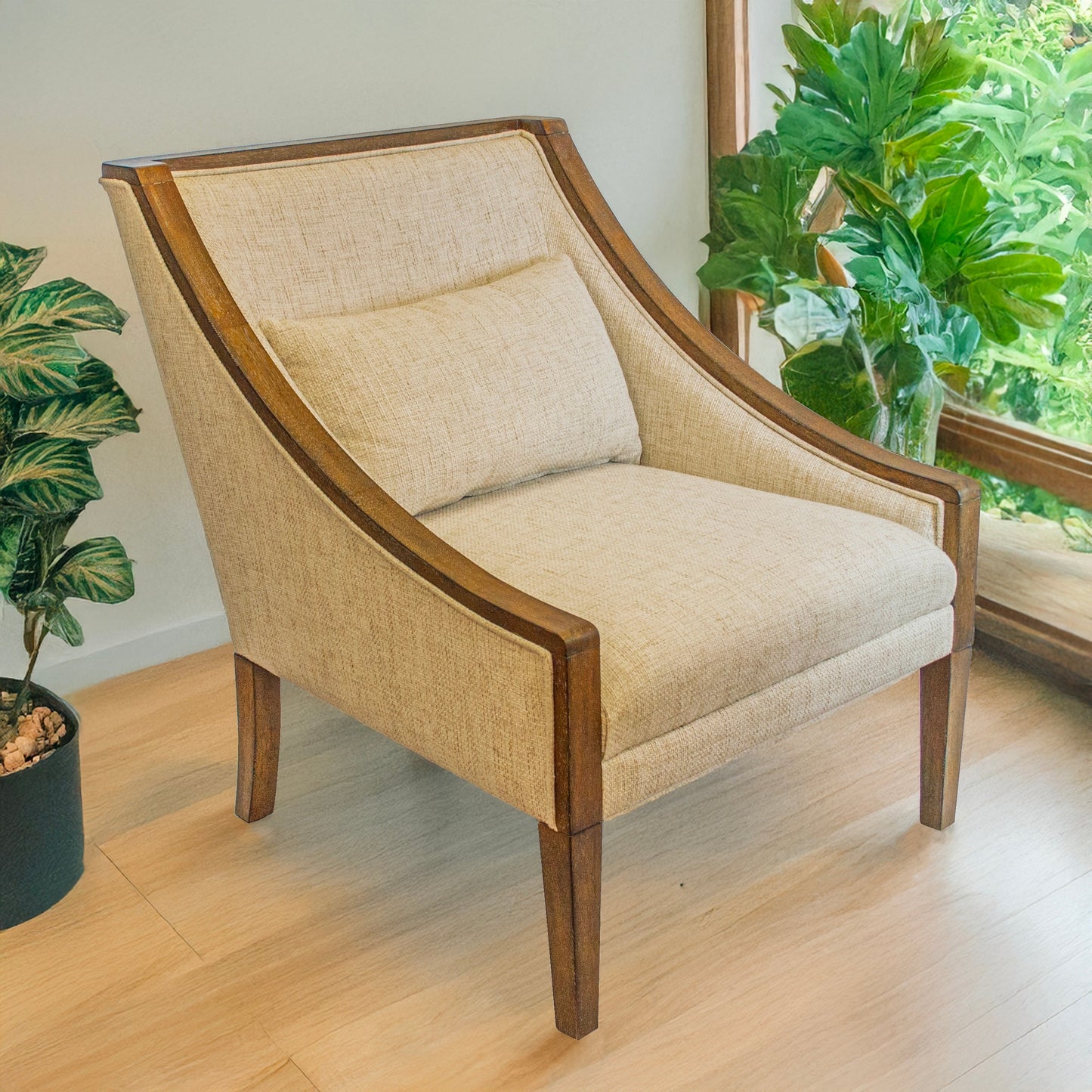 OSHOME Midcentury Desert Ivory Accent Chair