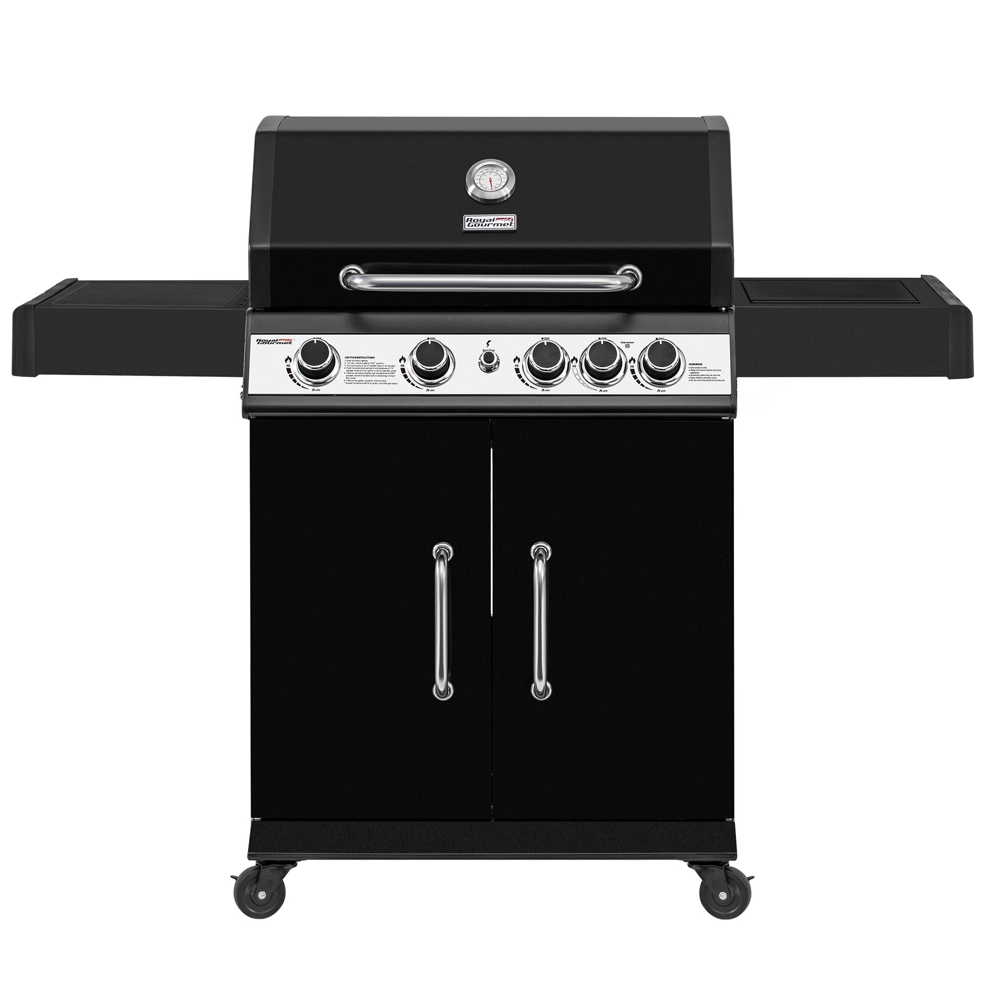 Royal Gourmet Cabinet Style Black 4 -Burner Liquid Propane Gas Grill 1 -Side Burner
