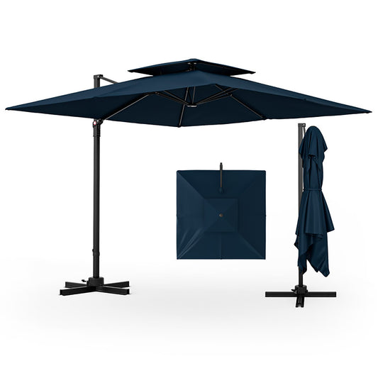 Sumyeg 9.5-ft Aluminum Navy Cantilever Patio Umbrella