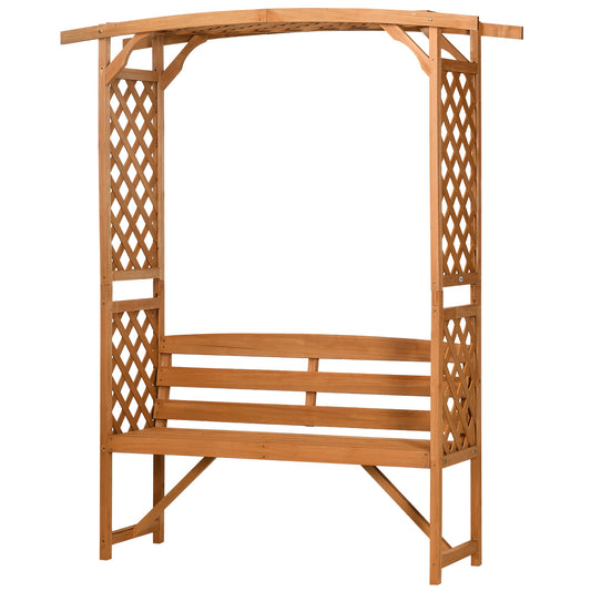 Maocao Hoom Patio Garden Bench Arbor Arch 5.25-ft W x 6.5-ft H Arched Brown Douglas fir Garden Arbor