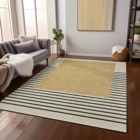 Addison Rugs Chantille ACN995GO 10 x 14 (ft) Gold Rectangular Indoor/Outdoor Geometric Pet Friendly Area rug