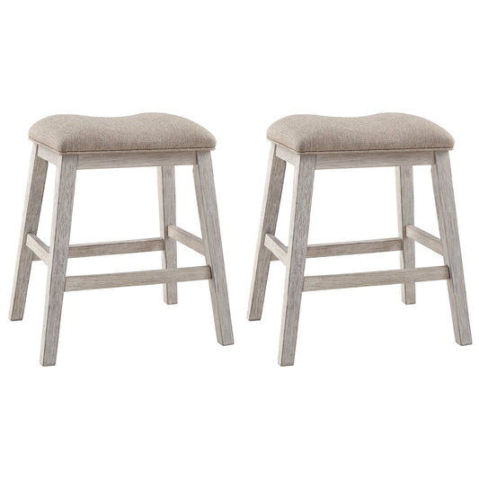 Benzara Beige 19-in H Counter height Upholstered Wood Bar Stool 2 -Pack