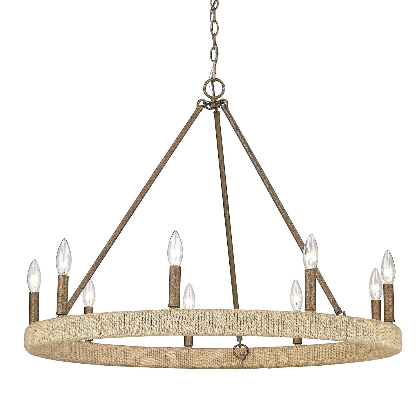 Golden Lighting Yates 9 -Light Matte Brown Coastal For Use in Dining Rooms, Foyers, Living Rooms Chandelier