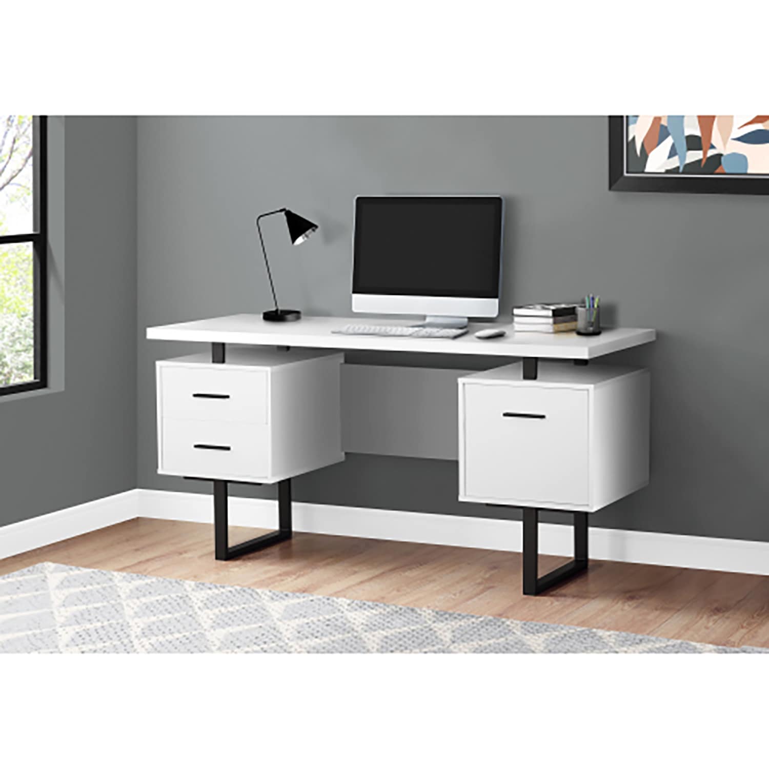 GZMR 23.75-in White Modern/Contemporary Computer desk