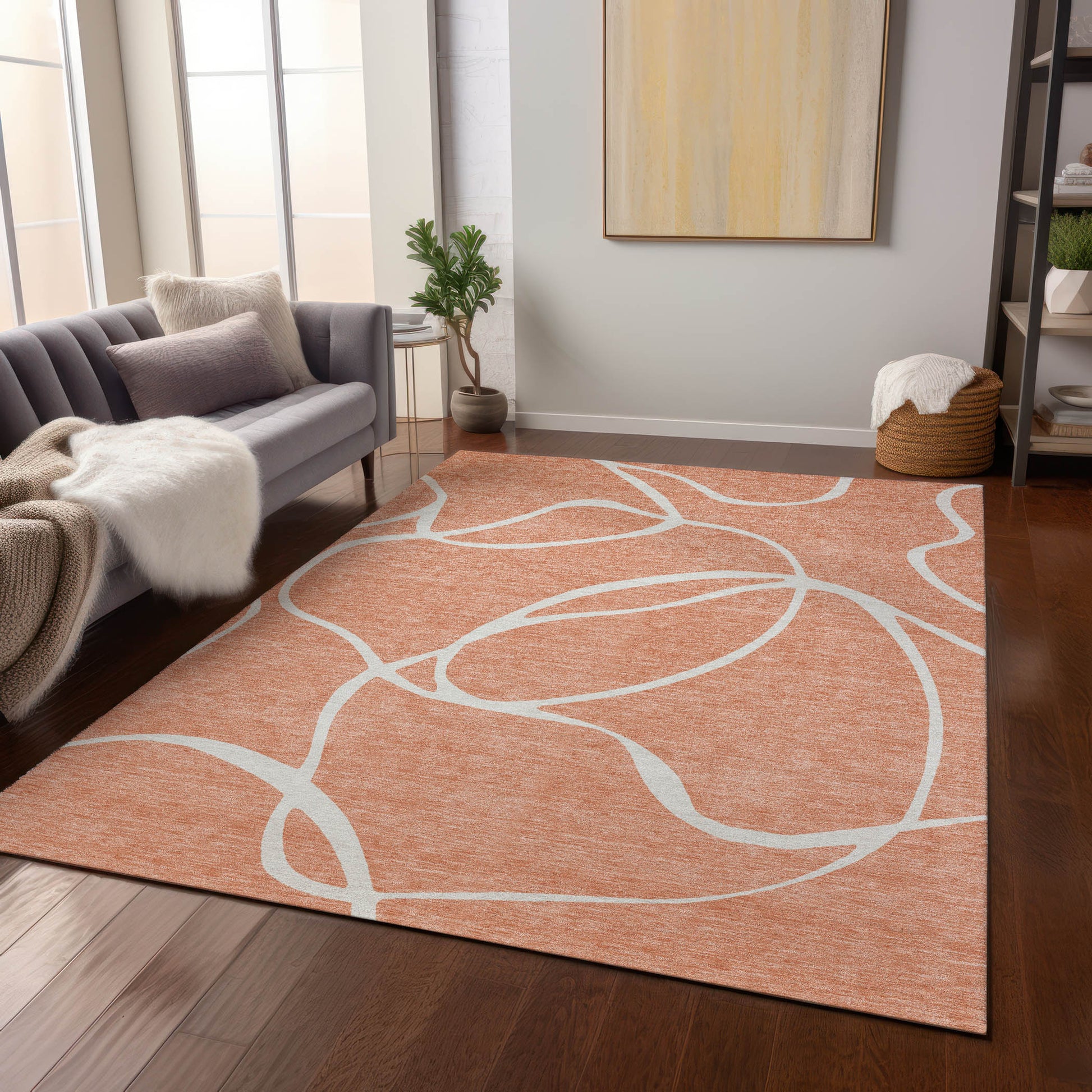 Addison Rugs Chantille ACN999SM 10 x 14 (ft) Salmon Rectangular Indoor/Outdoor Geometric Pet Friendly Area rug