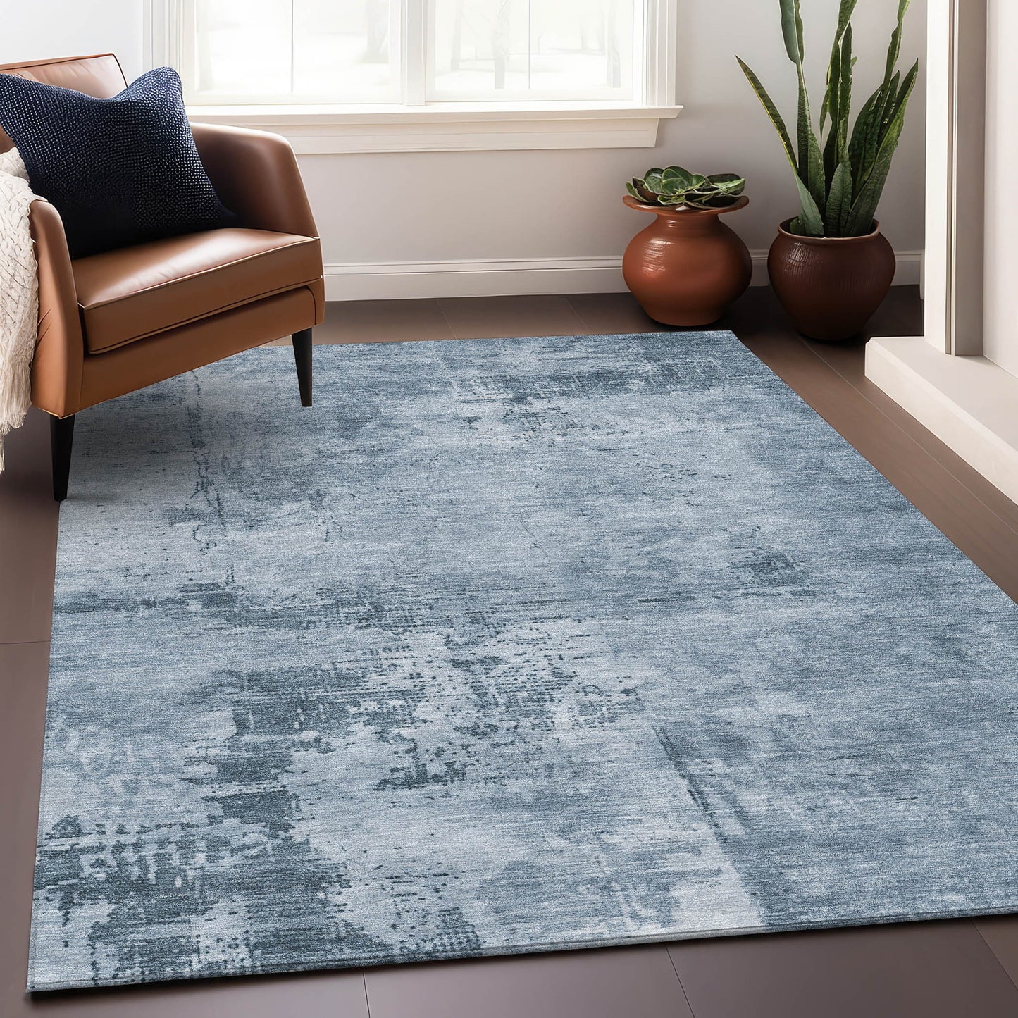 Addison Rugs Chantille ACN1062DN 10 x 14 (ft) Denim Rectangular Indoor/Outdoor Geometric Machine washable Pet Friendly Area rug