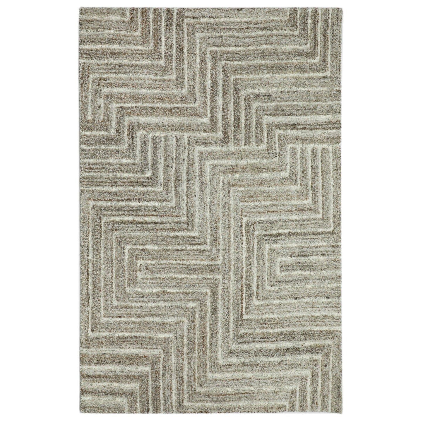 Obeetee Dunes 8 x 10 (ft) Tufted Wool Natural Rectangular Indoor Pet Friendly Area rug