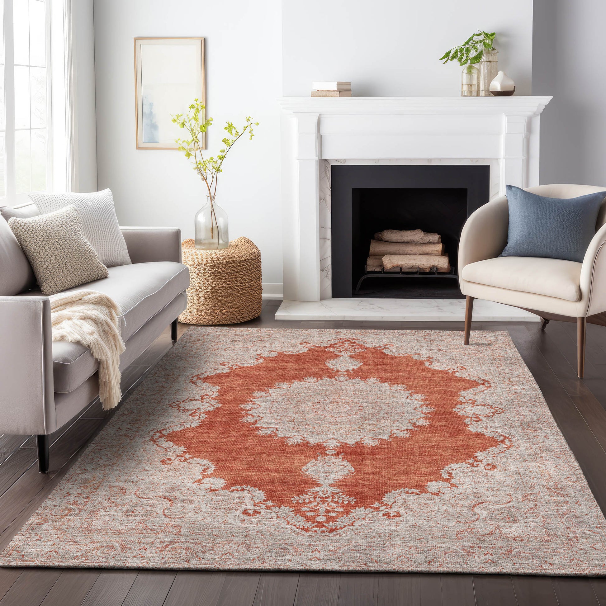 Addison Rugs Chantille ACN1003RU 8 x 10 (ft) Rust Rectangular Indoor/Outdoor Geometric Machine washable Pet Friendly Area rug