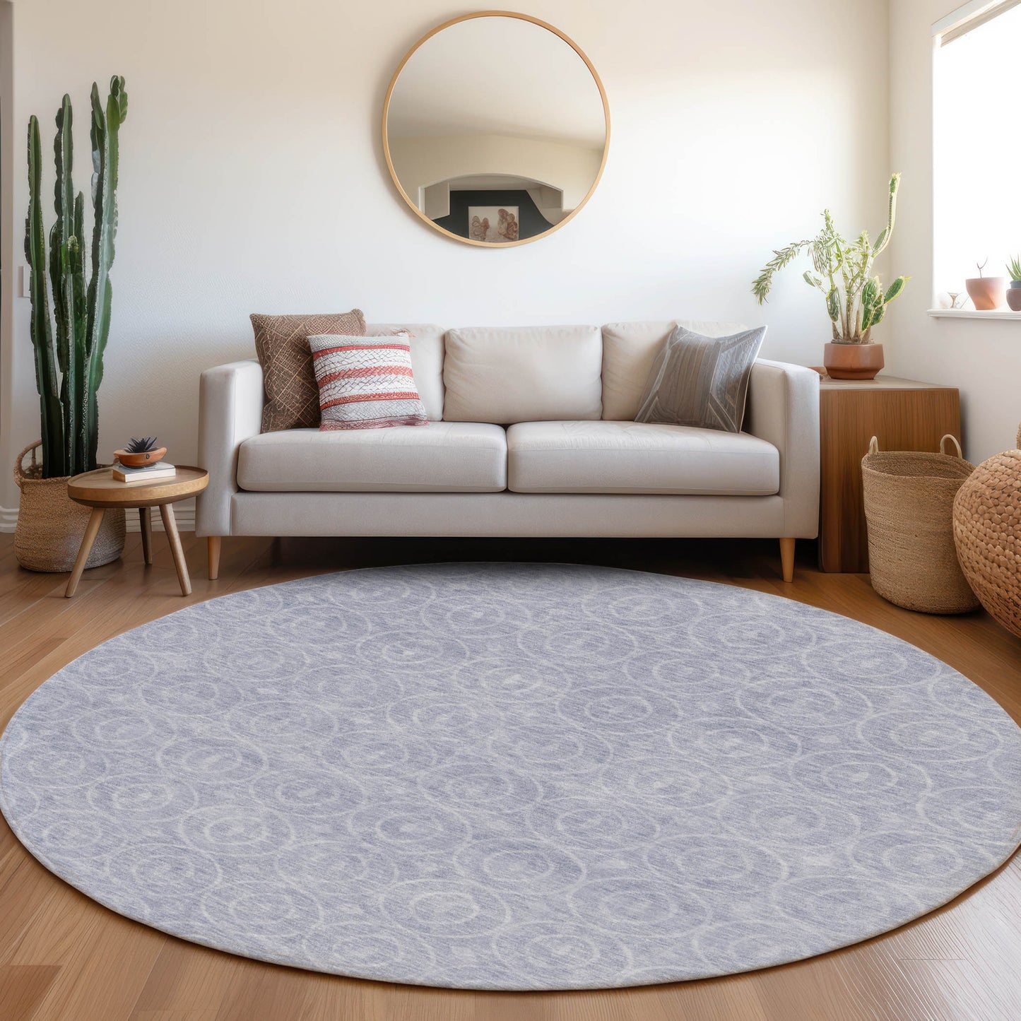 Addison Rugs Chantille ACN1227SK 8 x 8 (ft) Sky Round Indoor/Outdoor Geometric Machine washable Pet Friendly Area rug