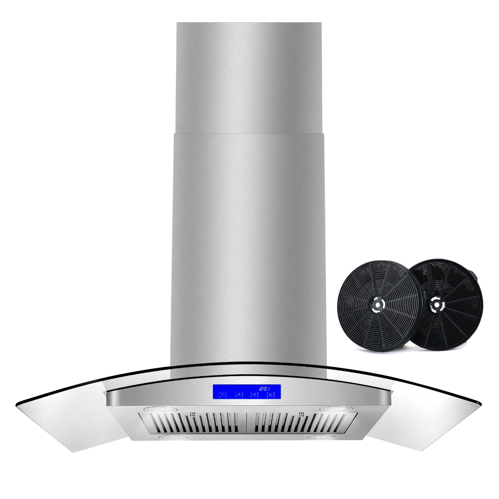 Cosmo 36 inch Ductless 380.0-CFM Stainless steel Island Range Hood with Charcoal Filter
