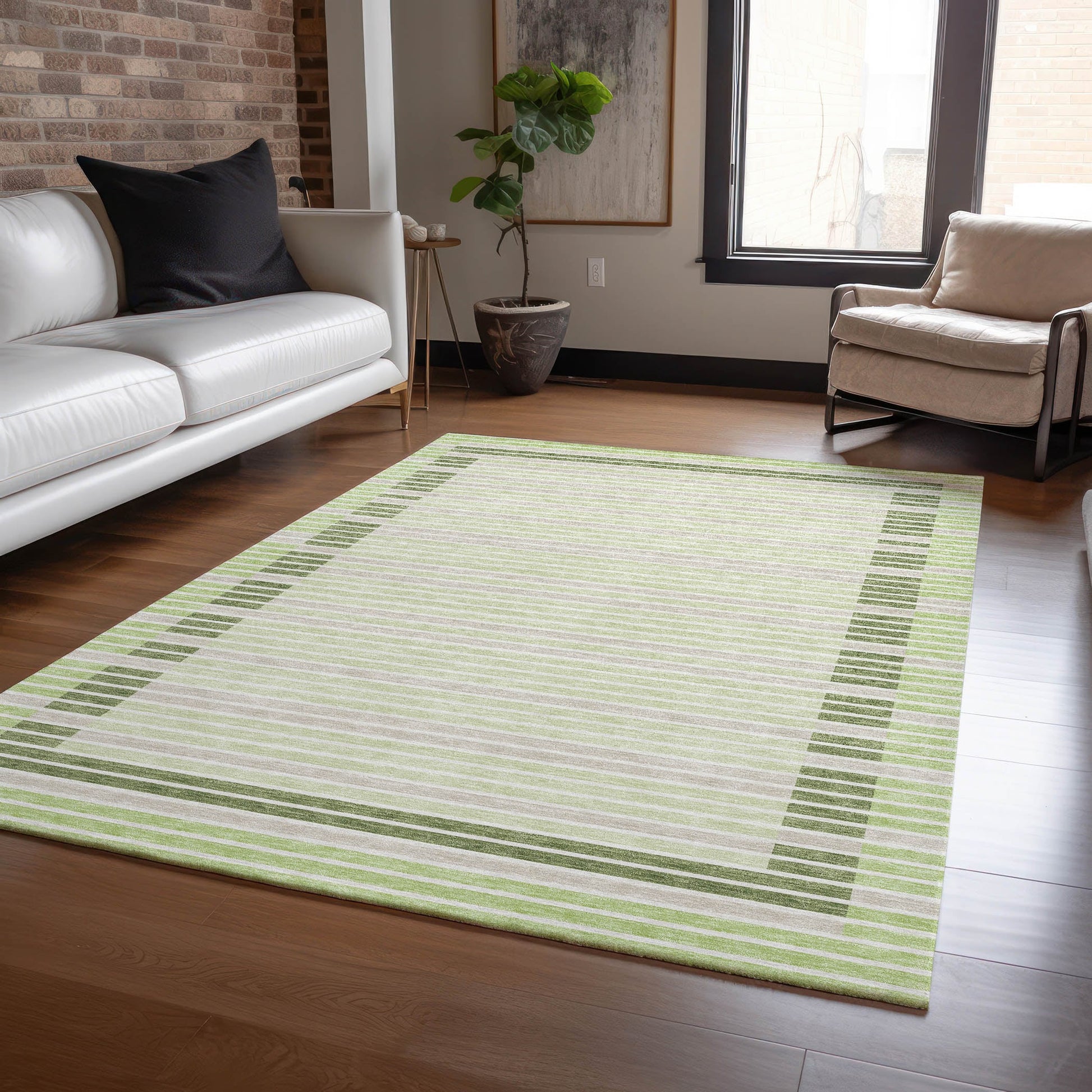 Addison Rugs Chantille ACN1398AL 8 x 10 (ft) Aloe Rectangular Indoor/Outdoor Geometric Machine washable Pet Friendly Area rug