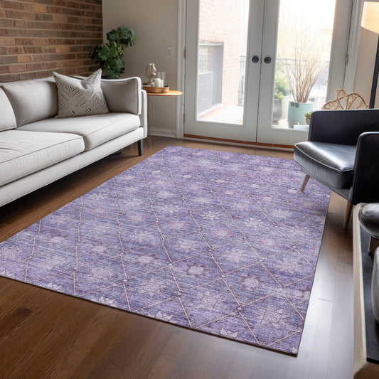 Addison Rugs Chantille ACN1858PP 8 x 10 (ft) Loomed Purple Rectangular Indoor/Outdoor Geometric Machine washable Pet Friendly Area rug