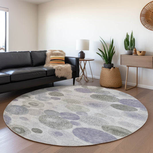 Addison Rugs Chantille ACN1896LV 8 x 8 (ft) Loomed Lavender Round Indoor/Outdoor Geometric Machine washable Pet Friendly Area rug
