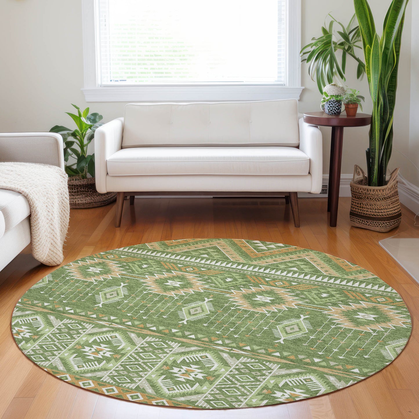 Addison Rugs Chantille ACN1851GE 8 x 8 (ft) Loomed Green Round Indoor/Outdoor Geometric Machine washable Pet Friendly Area rug