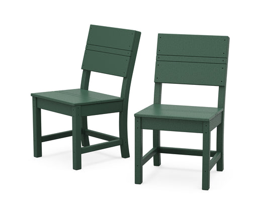 Origin 21 by POLYWOOD Irving Set of 2 Green HDPE Frame Stationary Dining Chair with Slat Seat