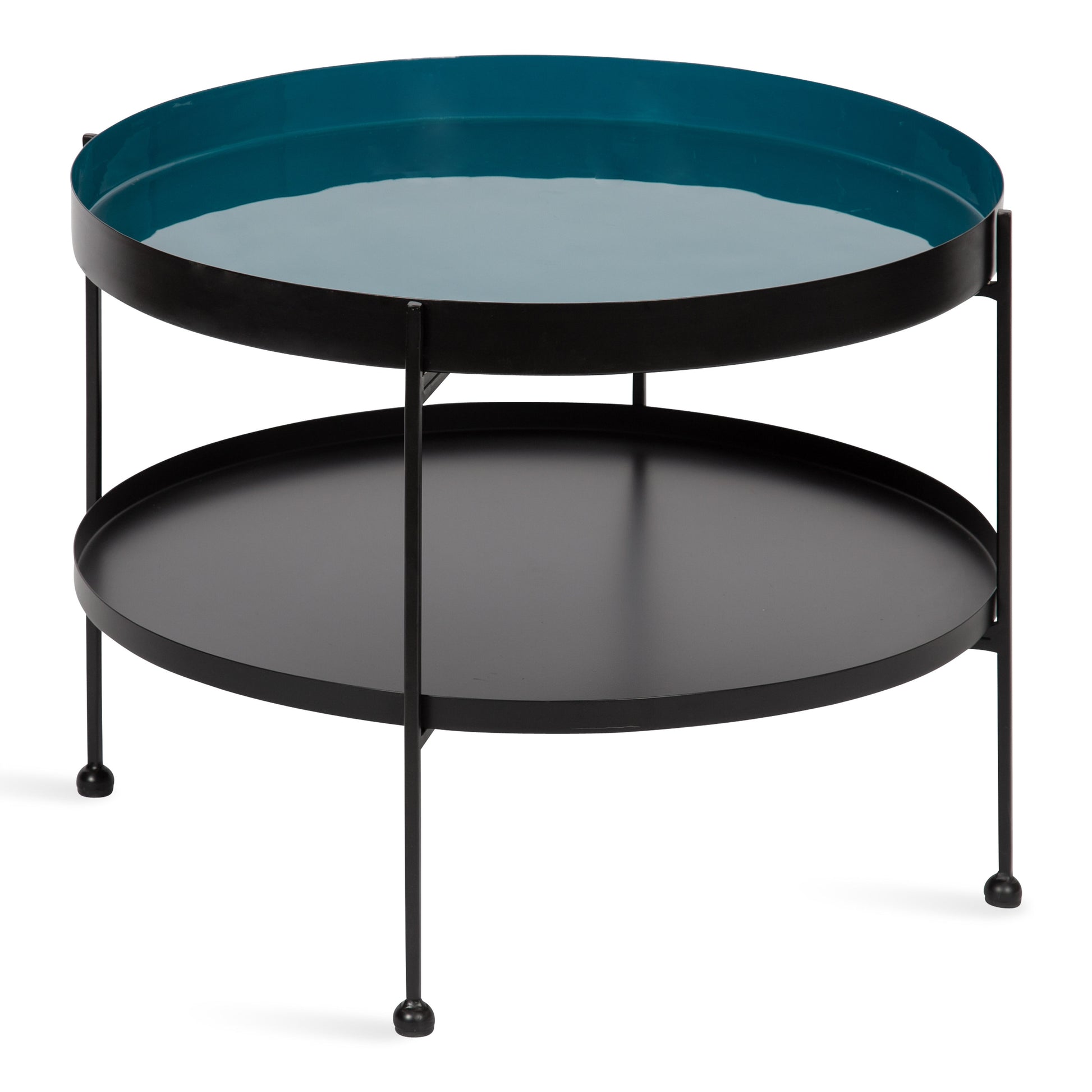 Kate and Laurel Modern Round Metal Teal 26-in W x 20-in H Coffee Table