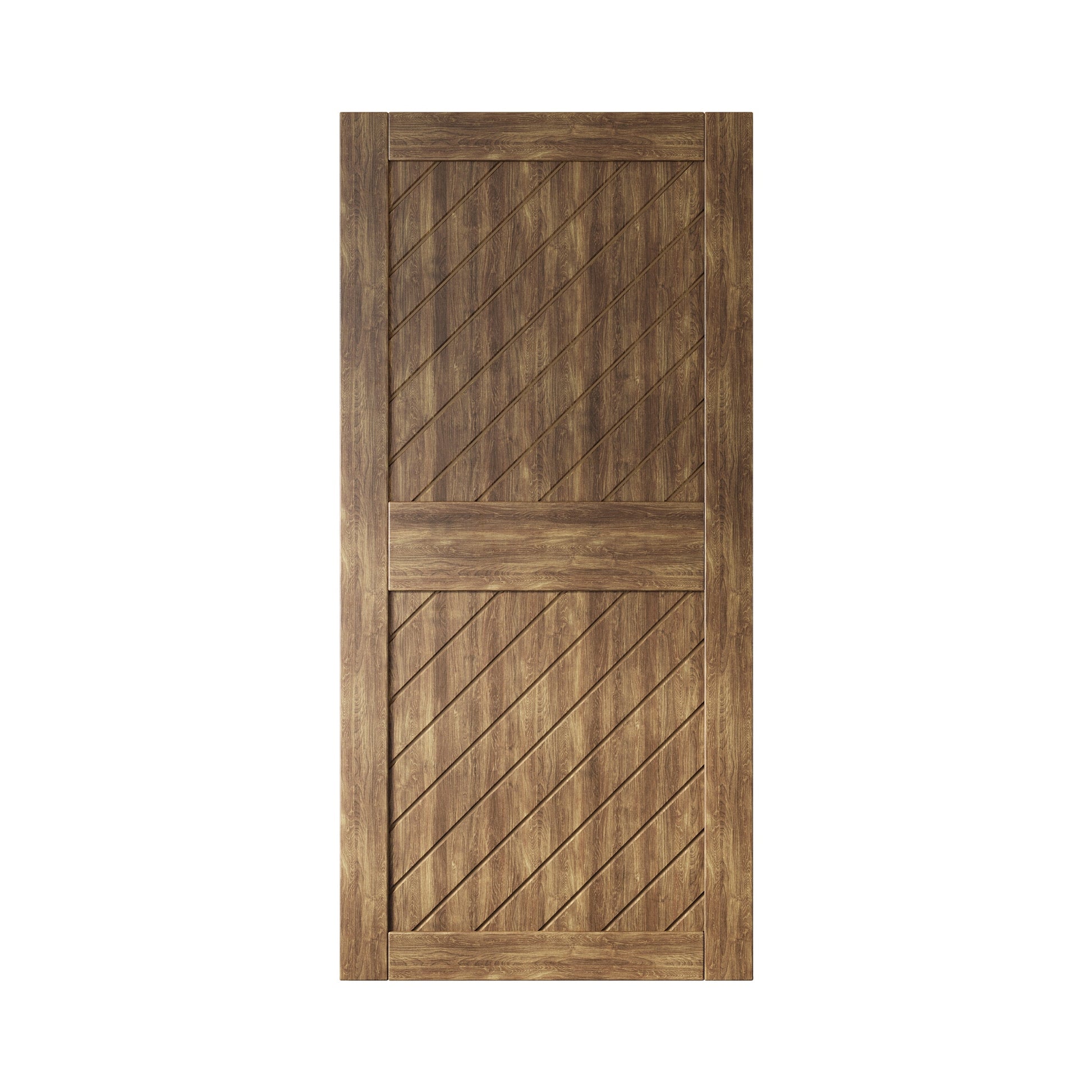 HOMACER 32-in x 84-in Dark Walnut Prefinished Non-standard Pine Wood Solid core Single Barn Door (Hardware Not Included)