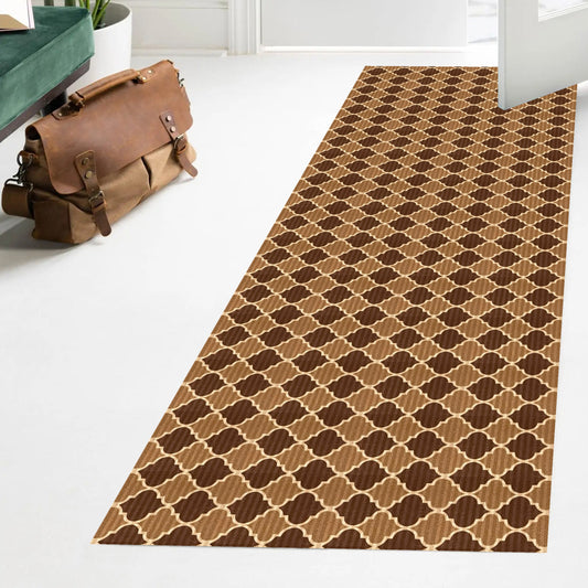 Playa Rug 3 x 45 (ft) Knotted Trellis-Beige Rectangular Indoor/Outdoor Trellis Pet Friendly Runner rug