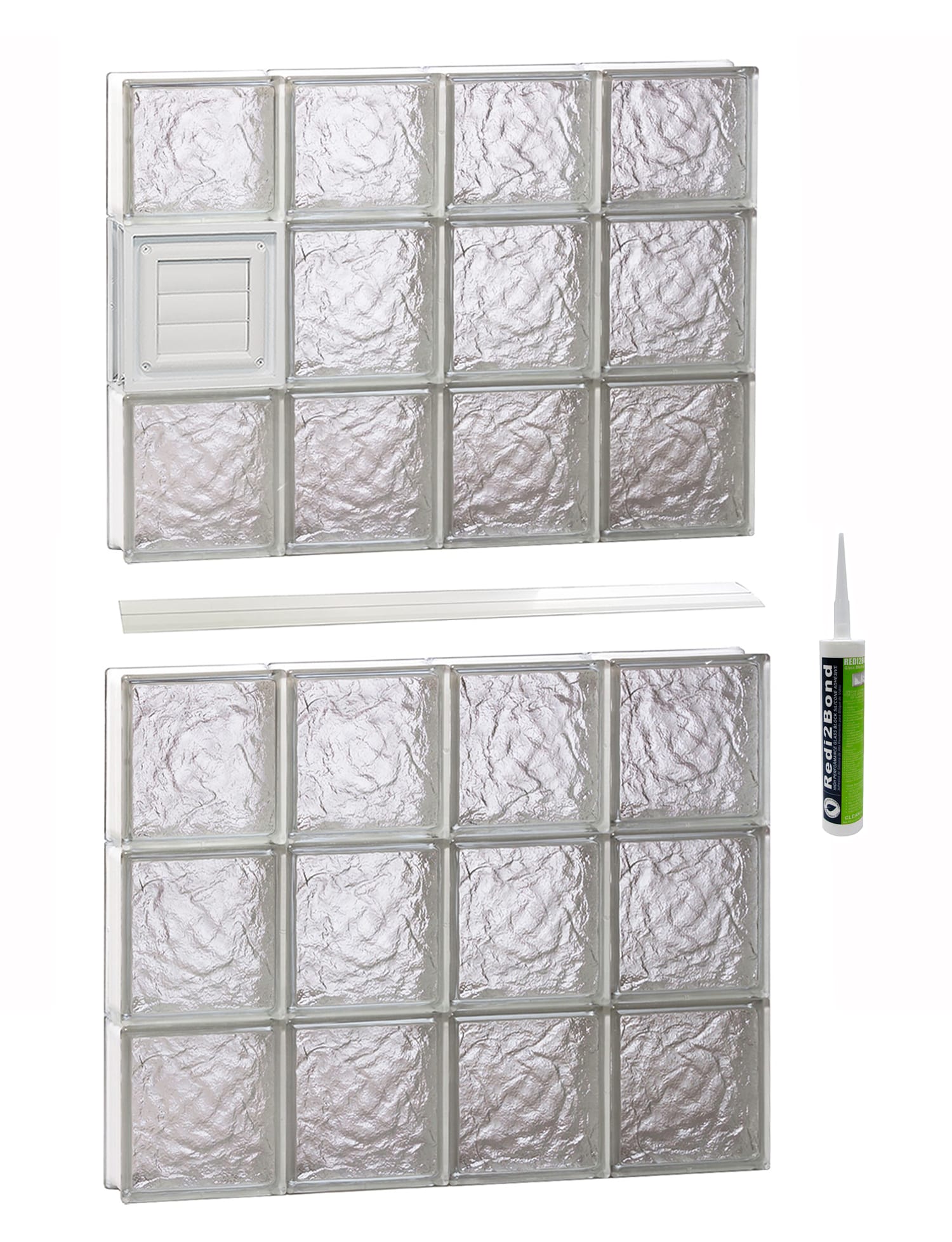 REDI2SET Ice Glass 31-in x 44-1/2-in Frameless Replacement Dryer vent Glass Block Window