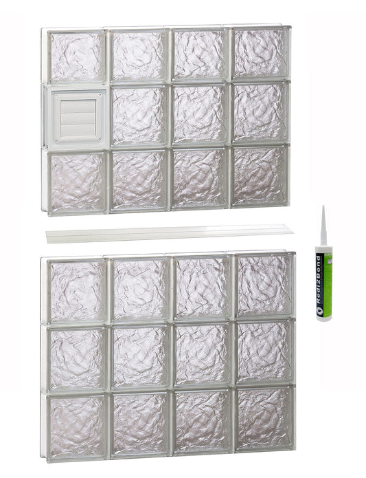 REDI2SET Ice Glass 31-in x 44-1/2-in Frameless Replacement Dryer vent Glass Block Window