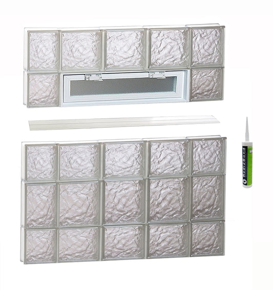 REDI2SET Ice Glass 34-3/4-in x 32-3/4-in Frameless Replacement Vented Glass Block Window
