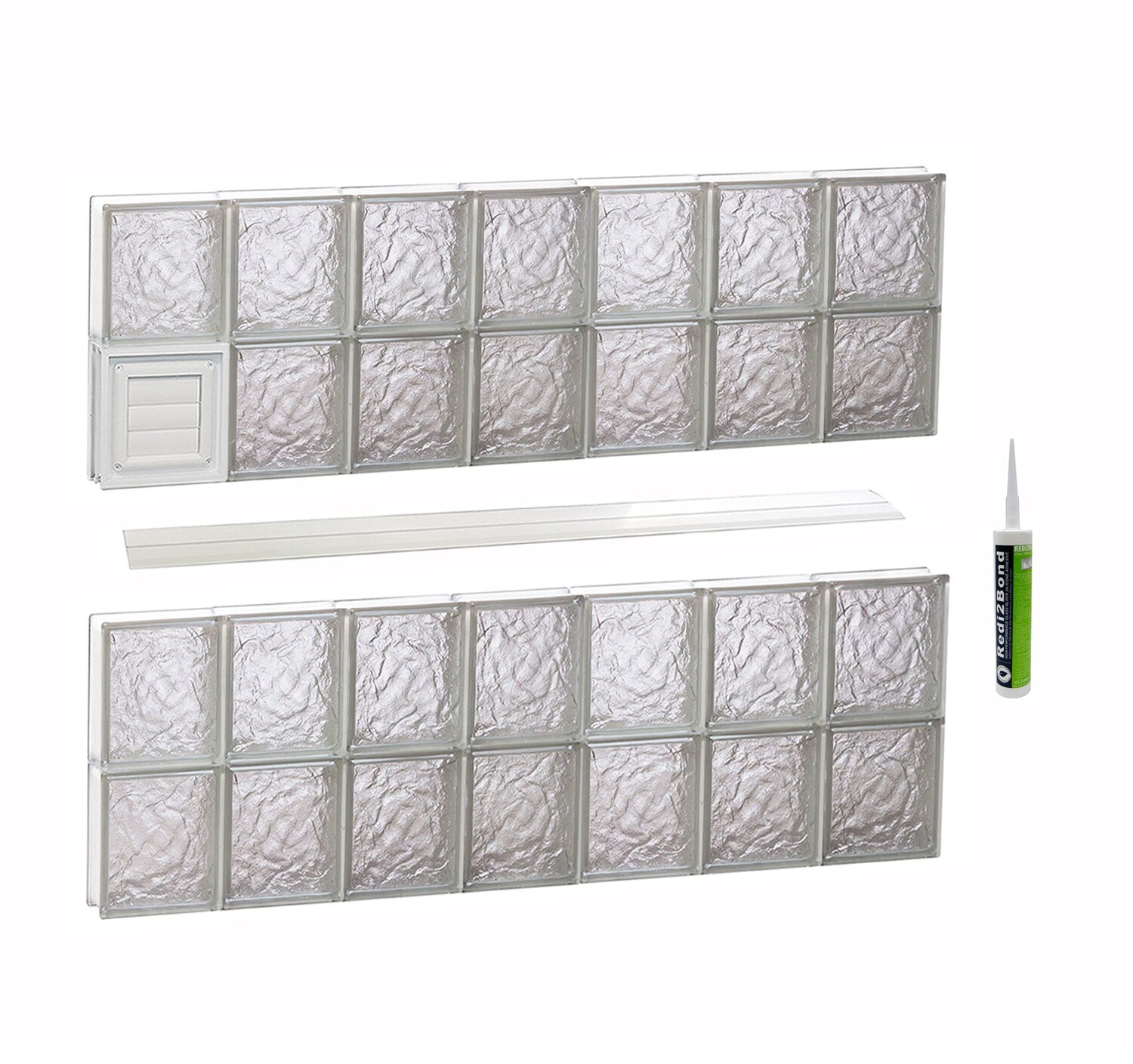 REDI2SET Ice Glass 40-1/4-in x 31-in Frameless Replacement Dryer vent Glass Block Window