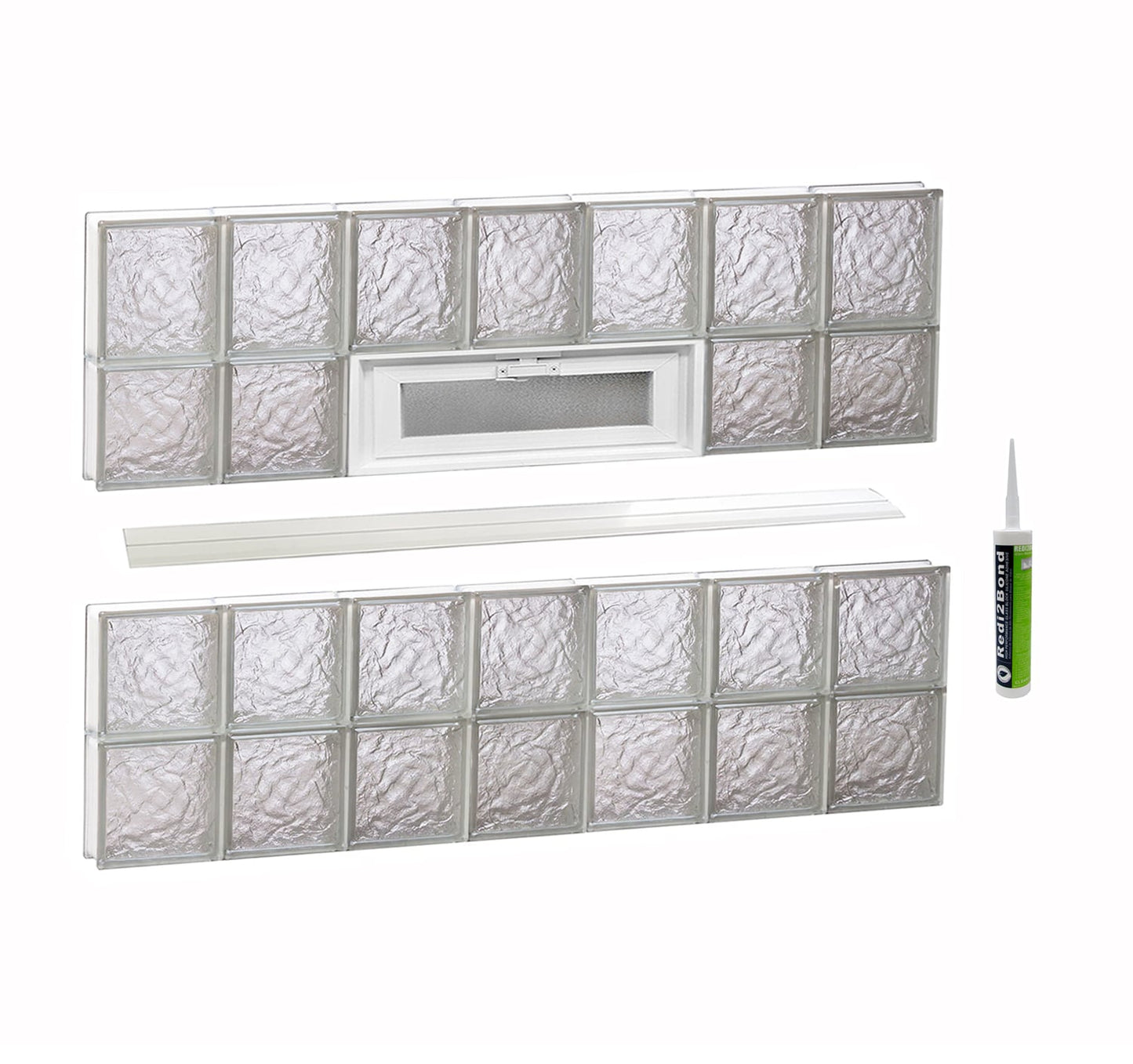 REDI2SET Ice Glass 40-1/4-in x 25-in Frameless Replacement Vented Glass Block Window